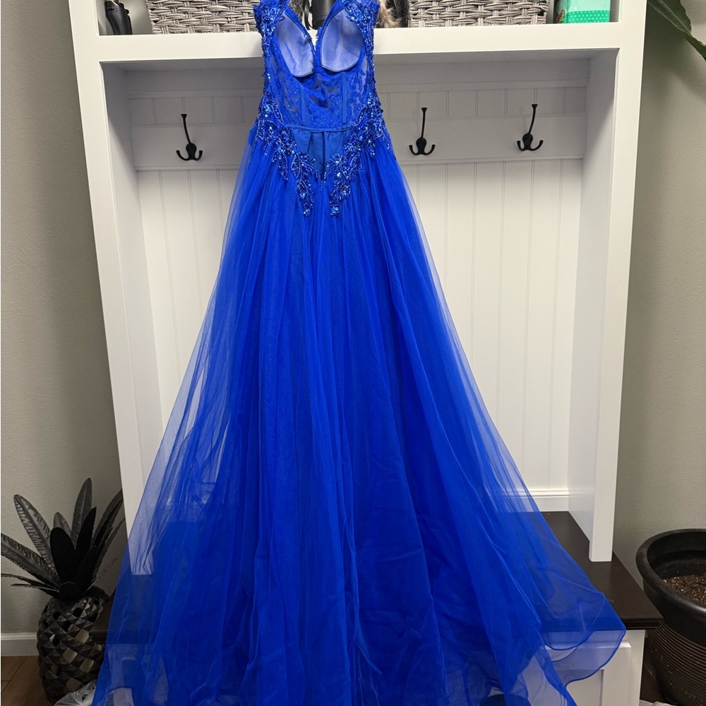 Stunning Blue Sequin Prom Dress - Picture 3 of 8